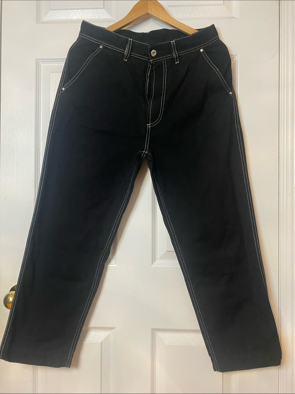 Diesel Black Relaxed Jeans with White Contrast Stitching #12